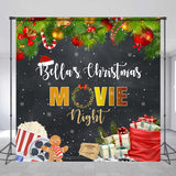 Allenjoy Custom Name Movie Night Leaves Christmas Backdrop