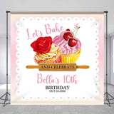 Allenjoy Custom Name Pink Dessert 10Th Birthday Backdrop