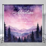 Allenjoy Custom Name Purple Mountain Baby Shower Backdrop