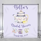 Allenjoy Custom Name Purple Teapot Bridal Shower Backdrop