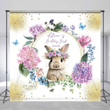 Allenjoy Custom Name Rabbit Flower Circle Birthday Backdrop