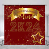 Allenjoy Custom Name Red Gold 2K24 Graduation Backdrop