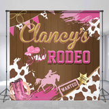 Allenjoy Custom Name Redeo Western Pink Birthday Backdrop