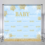 Allenjoy Custom Name Repeat Snowflake Baby Shower Backdrop