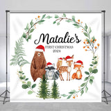 Allenjoy Custom Name Safari 1St Christmas Birthday Backdrop