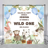 Allenjoy Custom Name Safari Animals 1St Birthday Backdrop