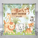 Allenjoy Custom Name Safari Animals Baby Shower Backdrop