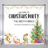 Allenjoy Custom Name Xmas Tree Family Christmas Backdrop