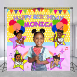 Allenjoy Custom Photo Balloons Rainbow Girl Birthday Backdrop