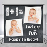 Allenjoy Custom Photo Blackboard Simple 2Nd Birthday Backdrop