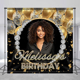 Allenjoy Custom Photo Gold Diamonds Balloon Birthday Backdrop