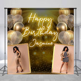 Allenjoy Custom Photo Gold Glitter Balloons Birthday Backdrop