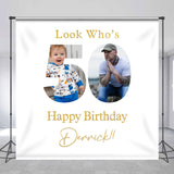 Allenjoy Custom Photo Look Whos 50Th Happy Birthday Backdrop