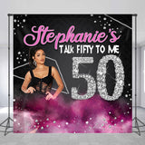 Allenjoy Custom Photo Purple Diamond 50Th Birthday Backdrop