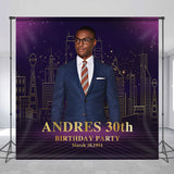 Allenjoy Custom Photo Purple Modern City Birthday Backdrop