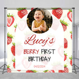 Allenjoy Custom Photo Strawberry Happy 1St Birthday Backdrop