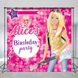 Allenjoy Custom Pink Girls Guitar Birthday Party Backdrop