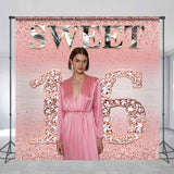 Allenjoy Custom Pink Glitter Sweet 16Th Birthday Backdrop