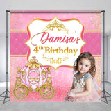 Allenjoy Custom Pink Gold Carriage Princess Birthday Backdrop