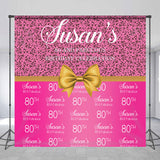 Allenjoy Custom Pink Gold Ribbon Repeat Birthday Backdrop