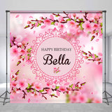 Allenjoy Custom Pink Peach Blossom Happy Birthday Backdrop