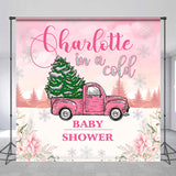 Allenjoy Custom Pink Truck Sky Flower Baby Shower Backdrop