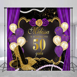 Allenjoy Custom Purple Black High Heel 50Th Birthday Backdrop