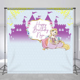 Allenjoy Custom Purple Castle Princess Birthday Backdrop