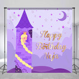 Allenjoy Custom Purple Night Castle Girl Birthday Backdrop