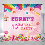 Allenjoy Custom Rainbow Lollipop 10Th Sweet Birthday Backdrop