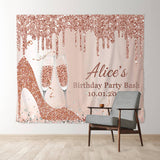 Allenjoy Custom Rose Gold Heel Champagne Birthday Backdrop