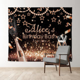 Allenjoy Custom Rose Gold Pearl Champagne Birthday Backdrop