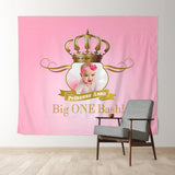 Allenjoy Custom Royal Princess Pink 1St Birthday Backdrop