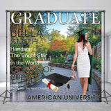 Allenjoy Custom Spring Park Path Magazine Graduation Backdrop