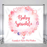 Allenjoy Custom Sprinkle Pink Hearts Baby Shower Backdrop