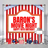 Allenjoy Custom Stripes Movie Night 10Th Birthday Backdrop