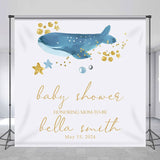 Allenjoy Custom White Blue Whale Backdrop Baby Shower