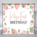 Allenjoy Custom White Pink Strawberry 1St Birthday Backdrop