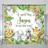 Allenjoy Custom Wild Animals Leaves Baby Shower Backdrop