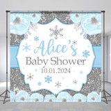 Allenjoy Custom Winter Flower Snowflake Baby Shower Backdrop