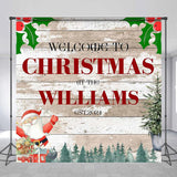 Allenjoy Custom Wooden Board Santa Family Christmas Backdrop