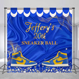 Allenjoy Custom Yellow Blue Sneaker Ball Birthday Backdrop