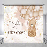 Allenjoy Customized Name Balloons Bear Baby Shower Backdrop