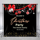 Allenjoy Customized Name Bell Ball Black Christmas Backdrop