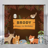 Allenjoy Customized Name Brown Animals 1St Birthday Backdrop