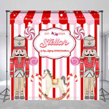 Allenjoy Customized Name Candy Nutcracker Christmas Backdrop