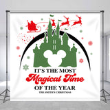 Allenjoy Customized Name Castle Mouse Christmas Backdrop