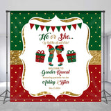 Allenjoy Customized Name Green Red Gender Reveal Backdrop