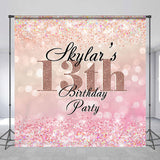 Allenjoy Customized Name Pink Glitter 13Th Birthday Backdrop