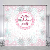 Allenjoy Customized Name Pink Snowflake 1St Birthday Backdrop